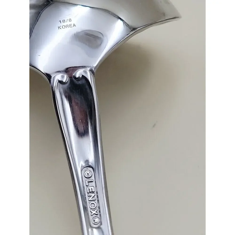 Lenox Holiday 18/8 Stainless Steel Serving Flatware Set of 11 Holly Gold Accent